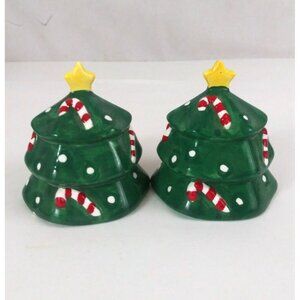 Vintage Asia Master Christmas Trees With Canes 3.25" Salt & Pepper Shakers
